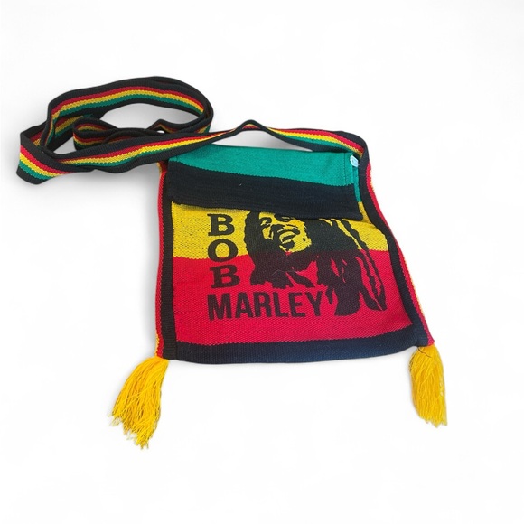 Bob Marley Crossbody Shoulder Cotton Bag Small Approx 8" x 8" Rasta Reggae Y2K - Picture 1 of 5